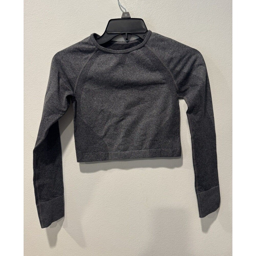 NVGTN Women’s Long Sleeve Gray Cropped Seamless Top Size Small‎